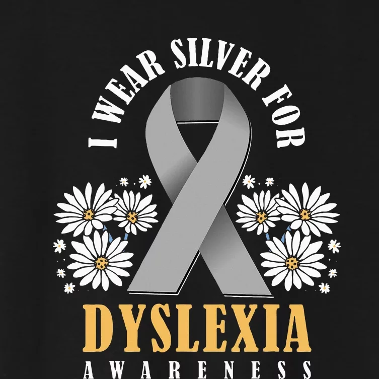 Silver Ribbon Dyslexia Awareness Dyslexia Teacher Dyslexia Women's Crop Top Tee