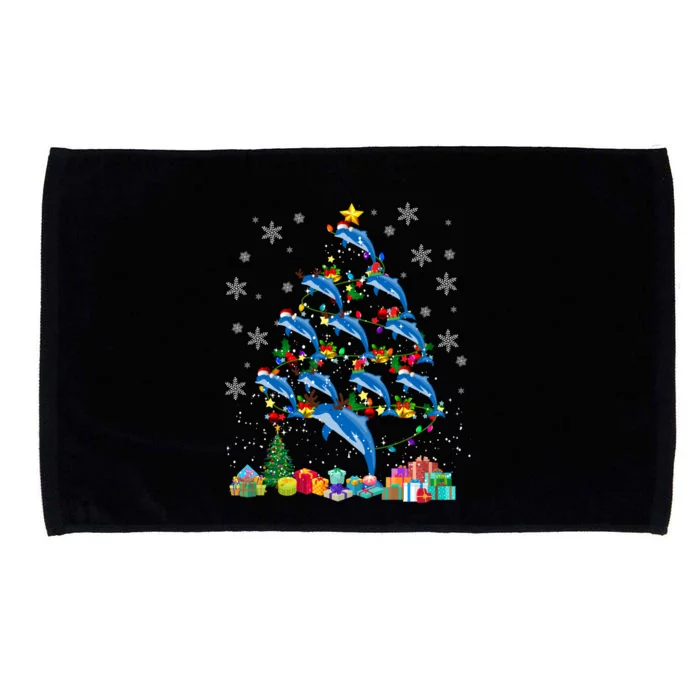 Santa Reindeer Dolphin Xmas Tree Light Dolphin Gift Microfiber Hand Towel