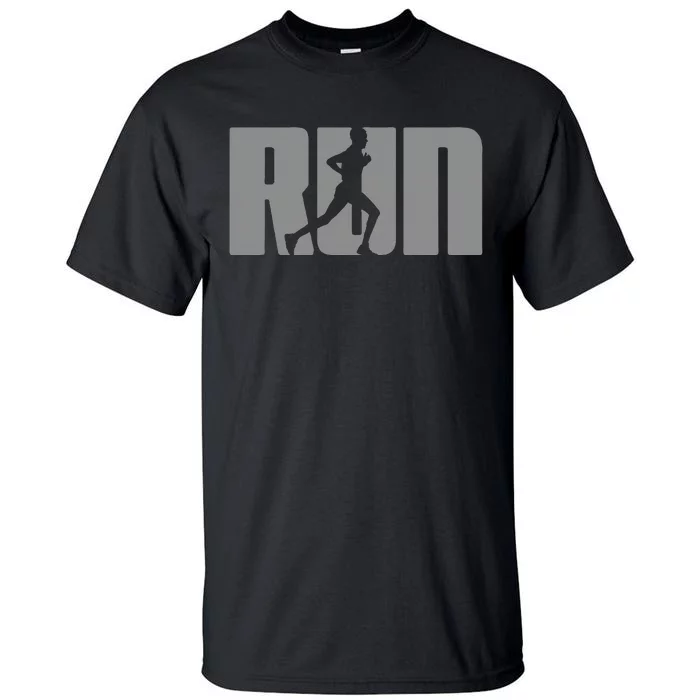 Silhouette Run Design For Runner Marathon Graphic Running Tall T-Shirt