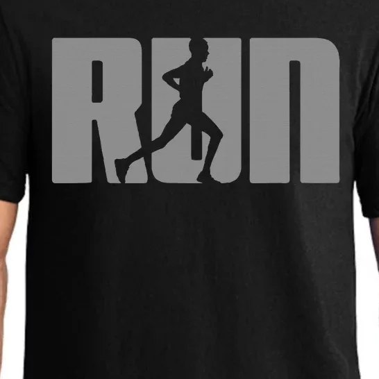 Silhouette Run Design For Runner Marathon Graphic Running Pajama Set