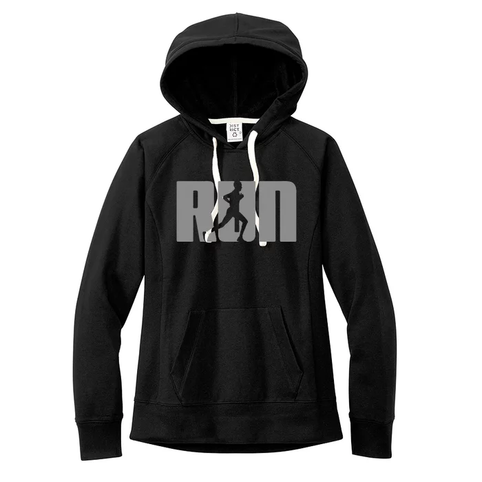 Silhouette Run Design For Runner Marathon Graphic Running Women's Fleece Hoodie