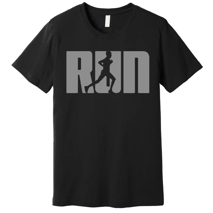 Silhouette Run Design For Runner Marathon Graphic Running Premium T-Shirt