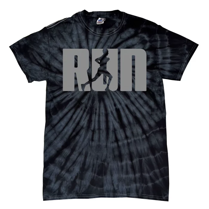 Silhouette Run Design For Runner Marathon Graphic Running Tie-Dye T-Shirt