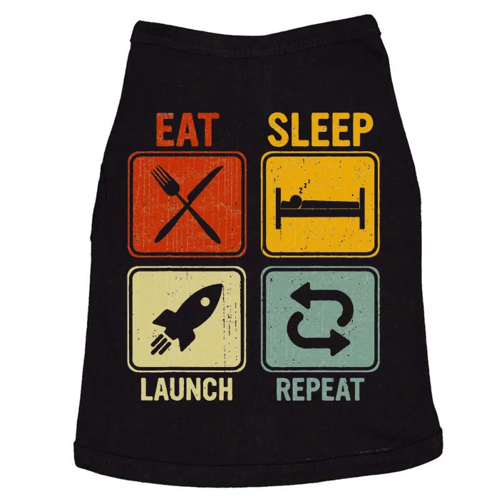 Sarcastic Retro Design Eat Sleep Launch Repeat Doggie Tank