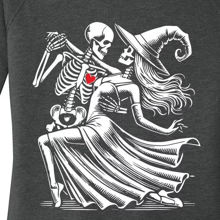 Skeleton Romance Dance With Witch Funny Halloween Women Women's Perfect Tri Tunic Long Sleeve Shirt