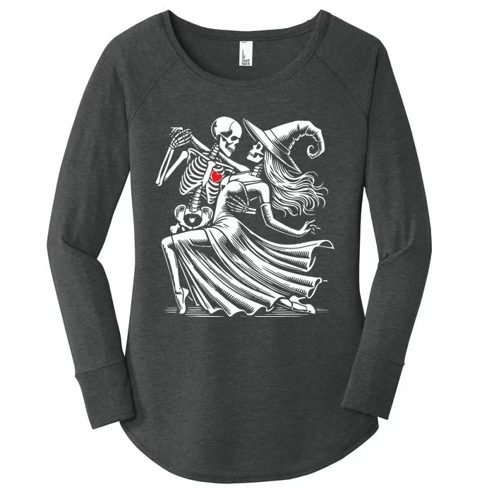 Skeleton Romance Dance With Witch Funny Halloween Women Women's Perfect Tri Tunic Long Sleeve Shirt