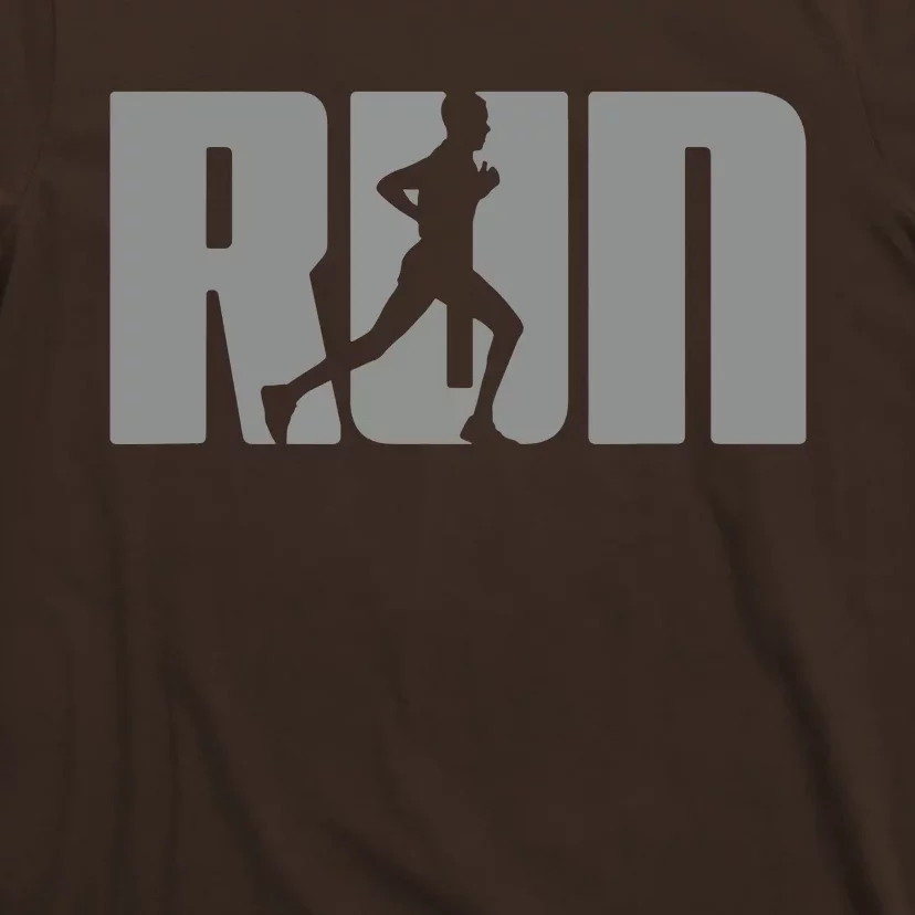 Silhouette Run Design For Runner Marathon Graphic Running T-Shirt