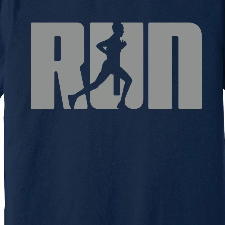 Silhouette Run Design For Runner Marathon Graphic Running Premium T-Shirt