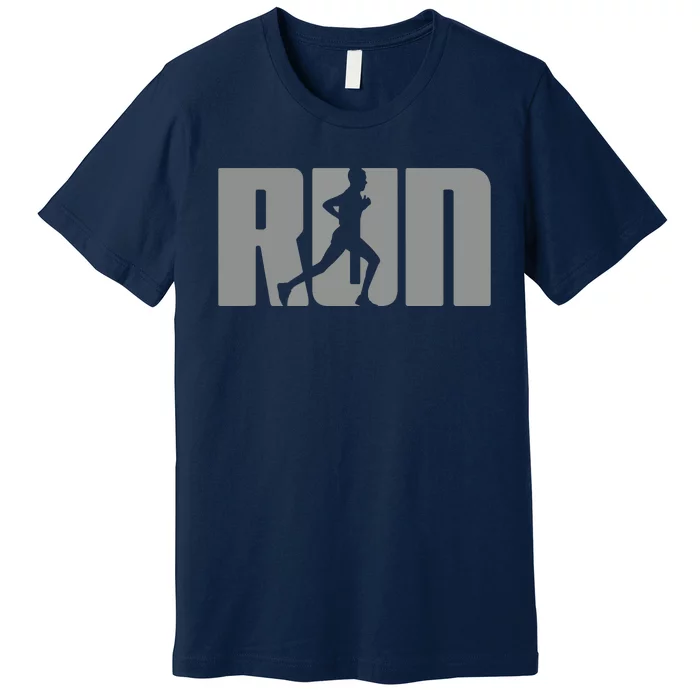 Silhouette Run Design For Runner Marathon Graphic Running Premium T-Shirt