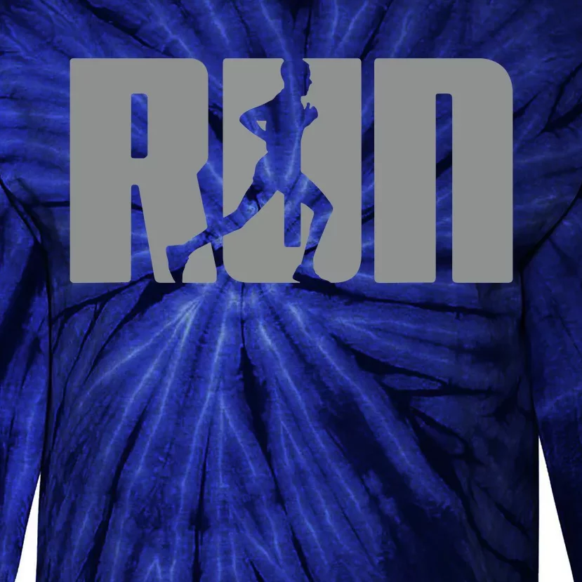 Silhouette Run Design For Runner Marathon Graphic Running Tie-Dye Long Sleeve Shirt