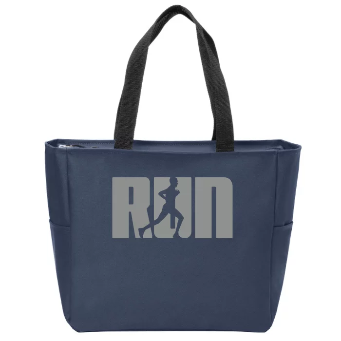 Silhouette Run Design For Runner Marathon Graphic Running Zip Tote Bag