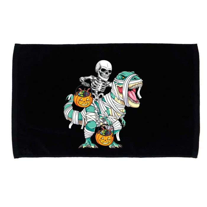 Skeleton Riding Dinosaur T Rex Funny Kids Boy Halloween Microfiber Hand Towel