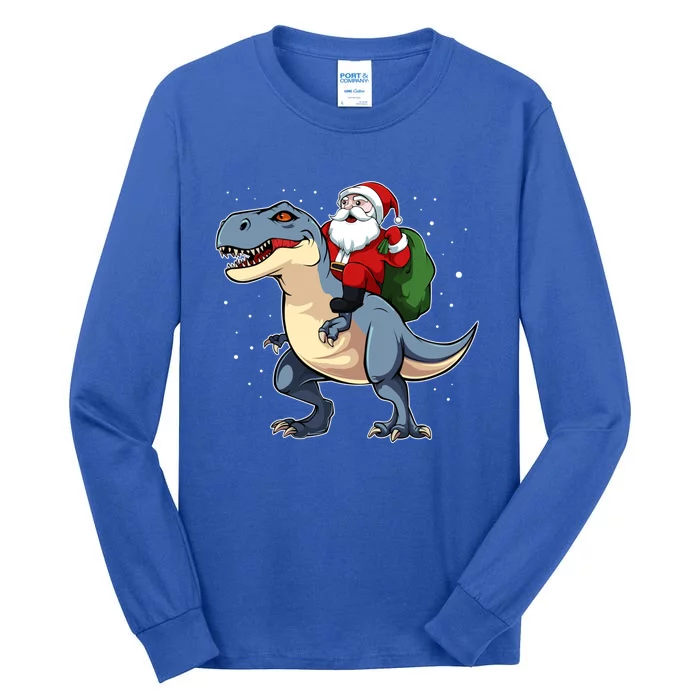 Santa Riding Dinosaur Funny Xmas Tree Magic Lover Fan Gift Tall Long Sleeve T-Shirt