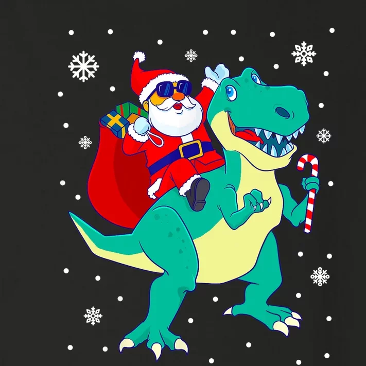 Santa Riding Dinosaur Christmas T Rex Rawr Boy Gift Toddler Long Sleeve Shirt