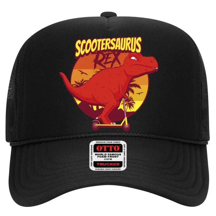 Scootersaurus Rex Dinosaur High Crown Mesh Trucker Hat