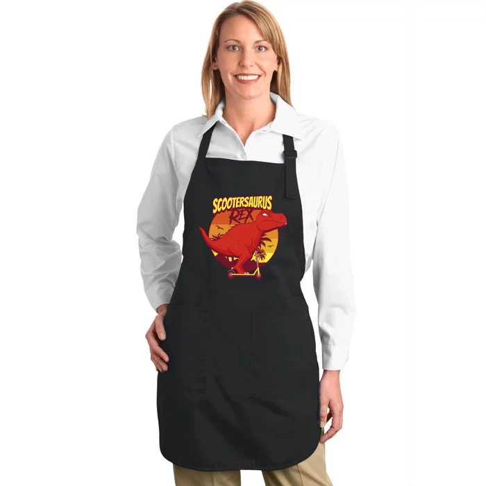 Scootersaurus Rex Dinosaur Full-Length Apron With Pocket