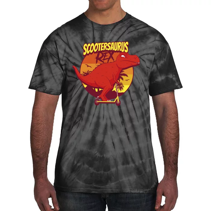 Scootersaurus Rex Dinosaur Tie-Dye T-Shirt