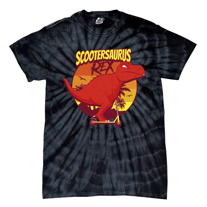 Scootersaurus Rex Dinosaur Tie-Dye T-Shirt