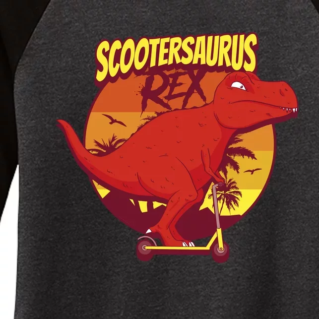 Scootersaurus Rex Dinosaur Women's Tri-Blend 3/4-Sleeve Raglan Shirt