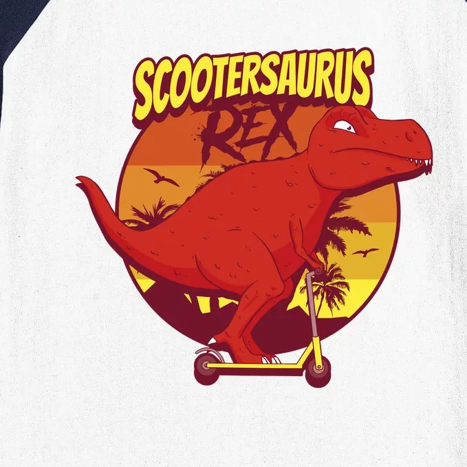 Scootersaurus Rex Dinosaur Baseball Sleeve Shirt