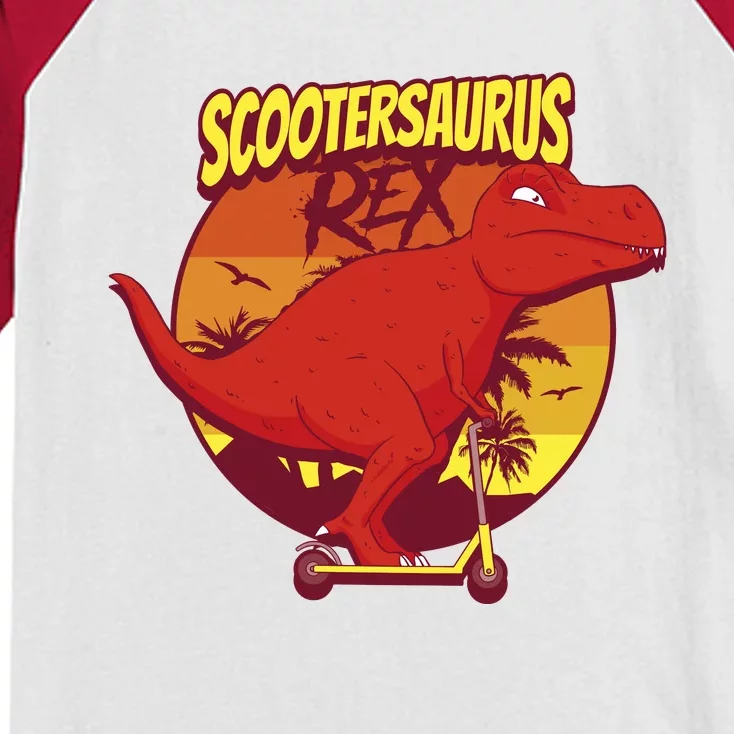 Scootersaurus Rex Dinosaur Kids Colorblock Raglan Jersey