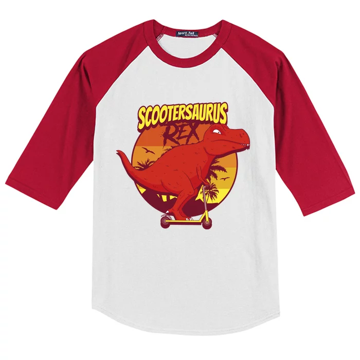 Scootersaurus Rex Dinosaur Kids Colorblock Raglan Jersey