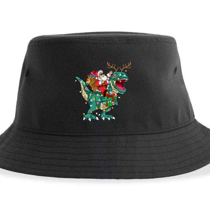 Santa Riding Dinosaur T rex Deer Christmas Sustainable Bucket Hat