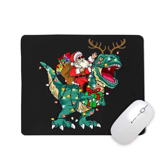 Santa Riding Dinosaur T rex Deer Christmas Mousepad