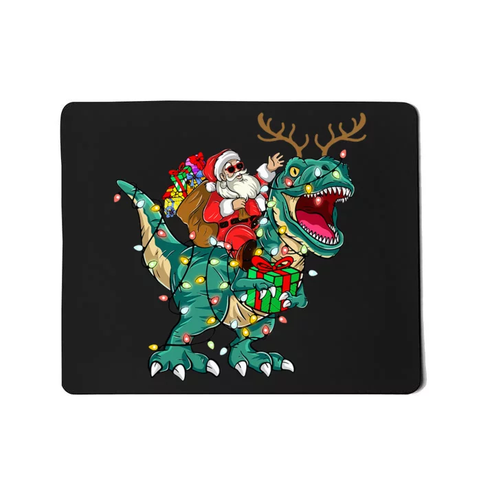 Santa Riding Dinosaur T rex Deer Christmas Mousepad