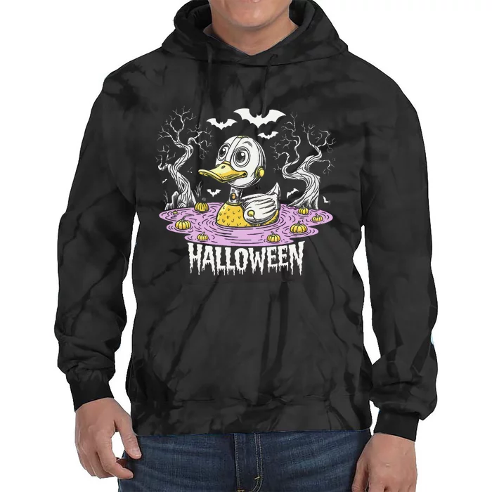 Spooky Rubber Duck Halloween Custome Cool Duckling Lover Tie Dye Hoodie