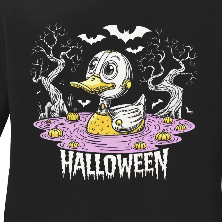 Spooky Rubber Duck Halloween Custome Cool Duckling Lover Ladies Long Sleeve Shirt