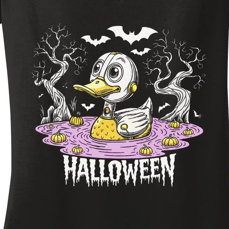 Spooky Rubber Duck Halloween Custome Cool Duckling Lover Women's V-Neck T-Shirt