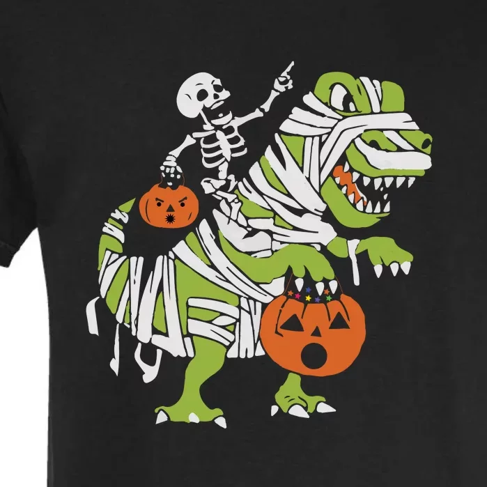 Skeleton Riding Dinosaur Halloween Garment-Dyed Heavyweight T-Shirt