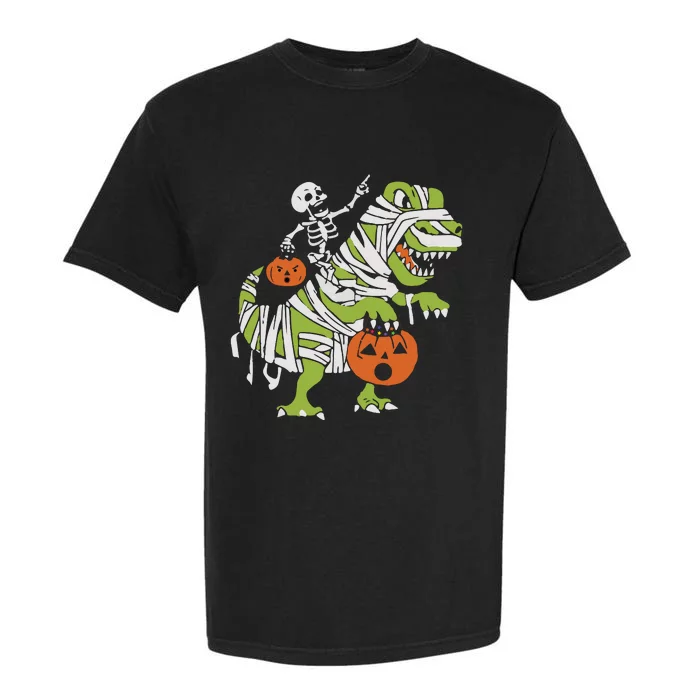 Skeleton Riding Dinosaur Halloween Garment-Dyed Heavyweight T-Shirt