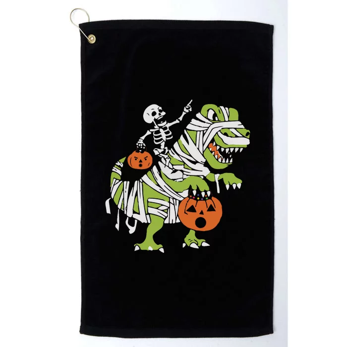 Skeleton Riding Dinosaur Halloween Platinum Collection Golf Towel