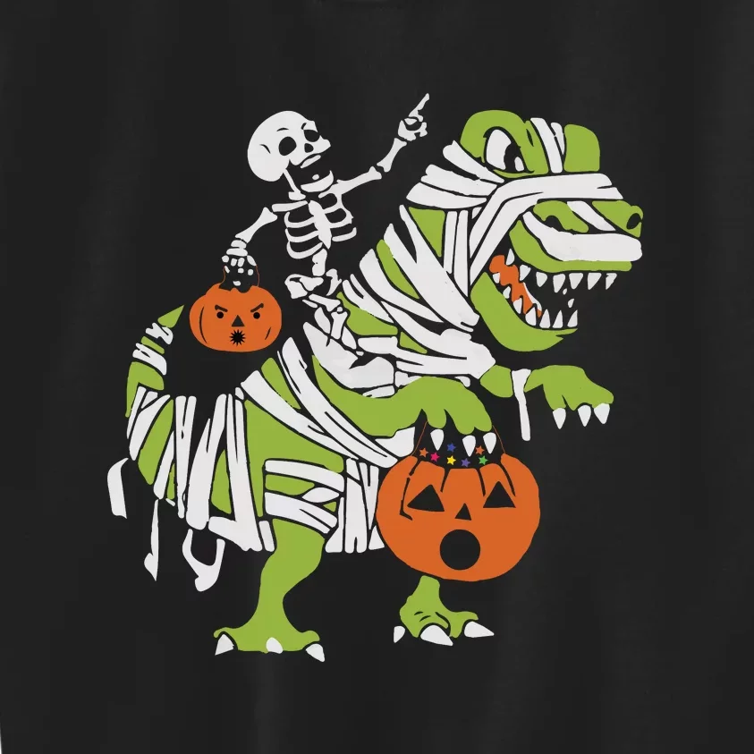 Skeleton Riding Dinosaur Halloween Kids Sweatshirt