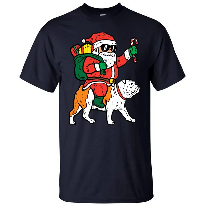 Santa Riding English Bulldog Christmas Xmas Tall T-Shirt