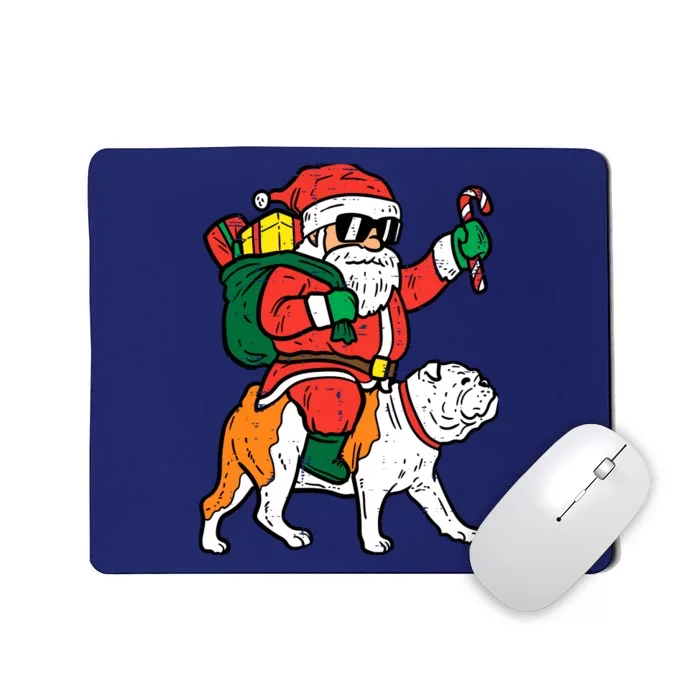 Santa Riding English Bulldog Christmas Xmas Mousepad