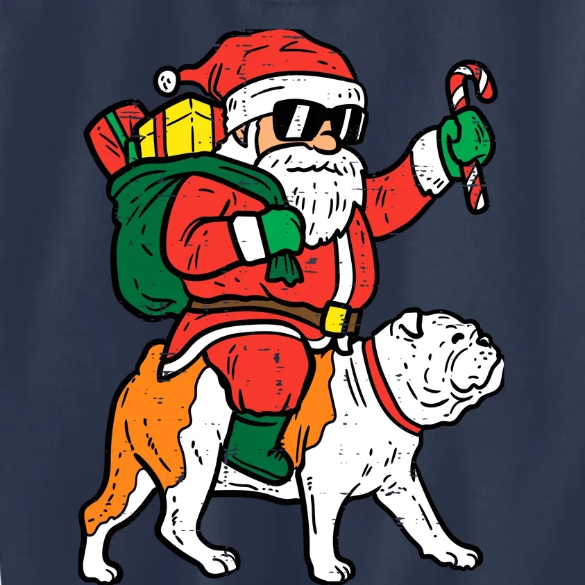 Santa Riding English Bulldog Christmas Xmas Kids Sweatshirt