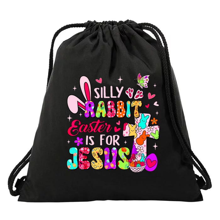 Silly Rabbit Easter Is For Jesus Cute Bunny Christian Faith Drawstring Bag