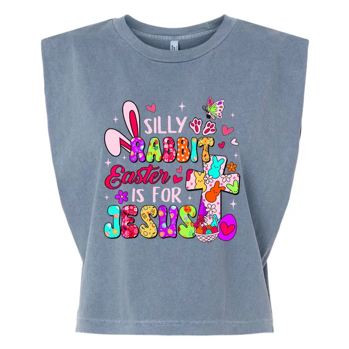 Silly Rabbit Easter Is For Jesus Cute Bunny Christian Faith Garment-Dyed Women's Muscle Tee