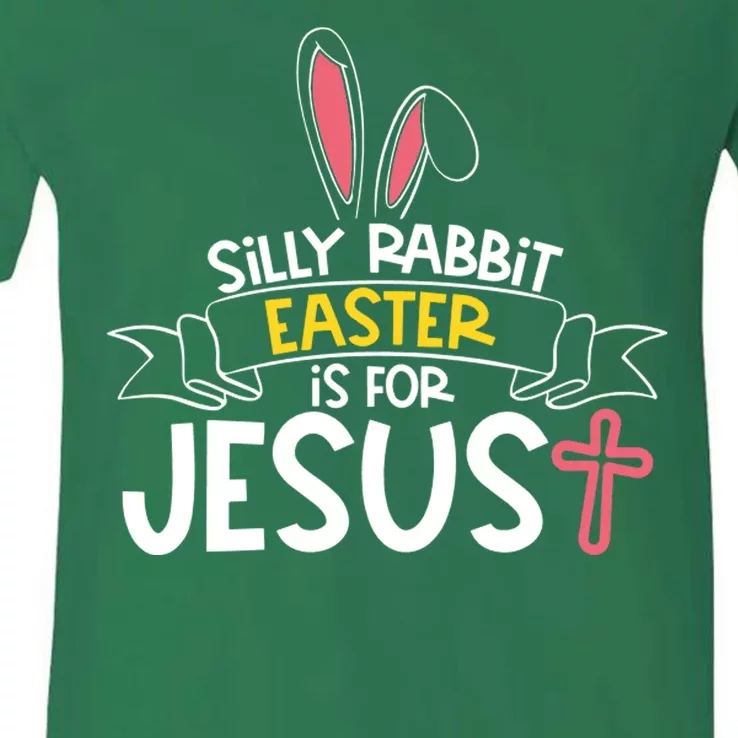 Silly Rabbit Easter Is For Jesus Cross V-Neck T-Shirt