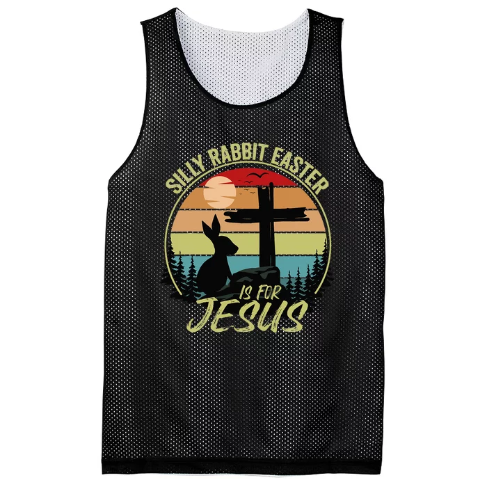 Silly Rabbit Easter Is For Jesus Retro Vintage Easter Day Mesh Reversible Basketball Jersey Tank