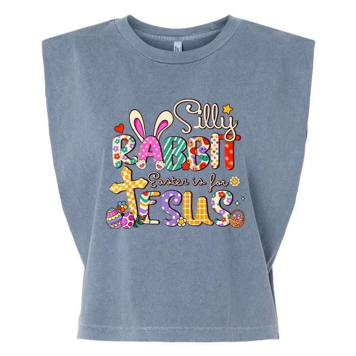 Silly Rabbit Easter Is For Jesus Cute Bunny Christian Faith Garment-Dyed Women's Muscle Tee