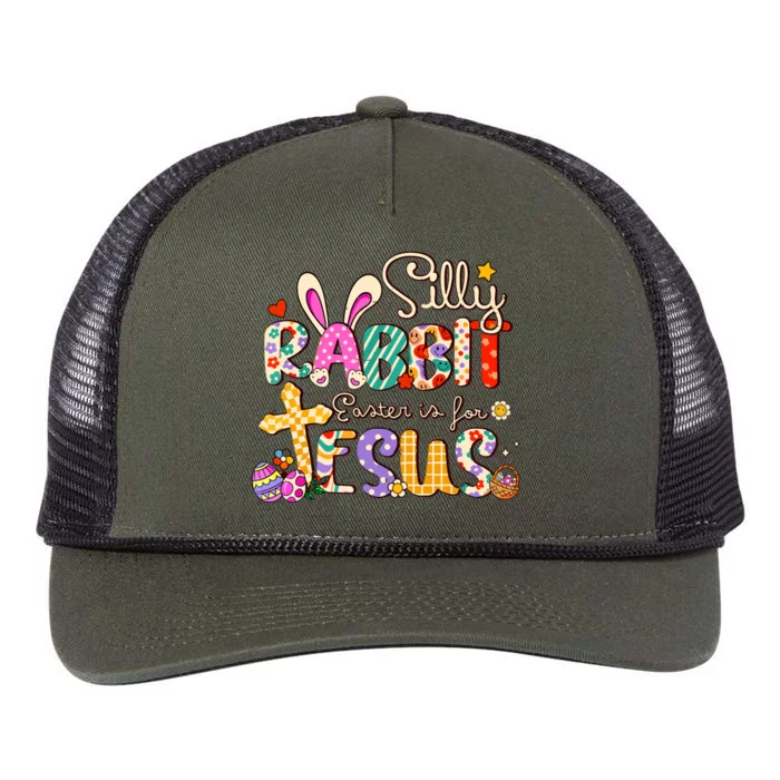 Silly Rabbit Easter Is For Jesus Cute Bunny Christian Faith Retro Rope Trucker Hat Cap