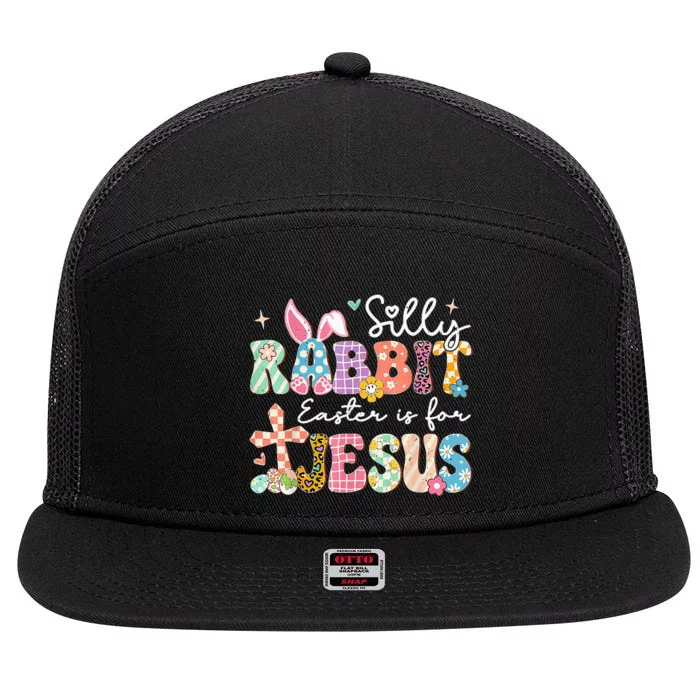 Silly Rabbit Easter Is For Jesus Cute Bunny Christian Faith 7 Panel Mesh Trucker Snapback Hat