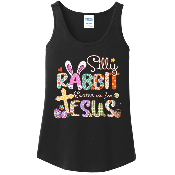 Silly Rabbit Easter Is For Jesus Cute Bunny Christian Faith Ladies Essential Tank