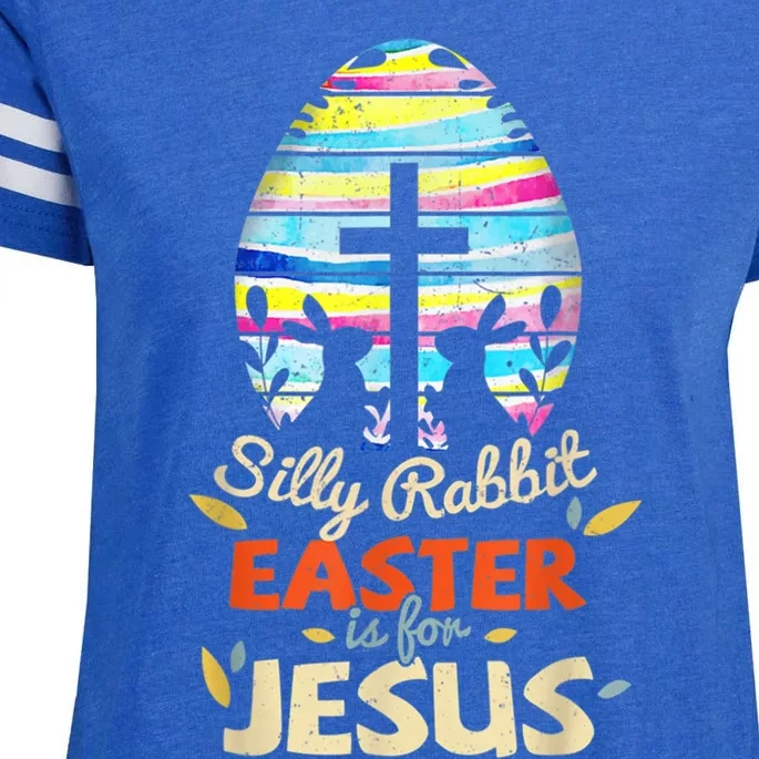 Silly Rabbit Easter Is For Jesus Bunny Egg Cross Easter Day Great Gift Enza Ladies Jersey Football T-Shirt