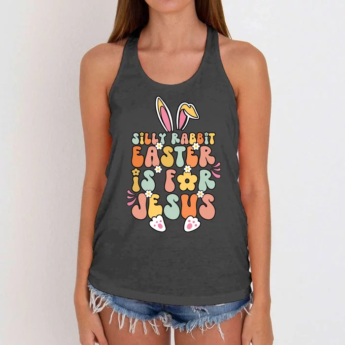 Silly Rabbit Easter Is For Jesus Christian Religious Groovy Women's Knotted Racerback Tank