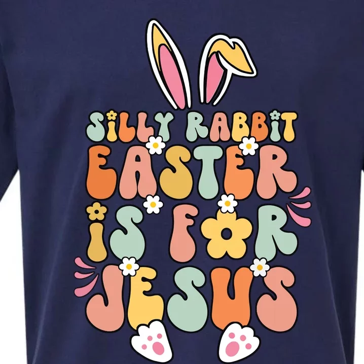 Silly Rabbit Easter Is For Jesus Christian Religious Groovy Sueded Cloud Jersey T-Shirt